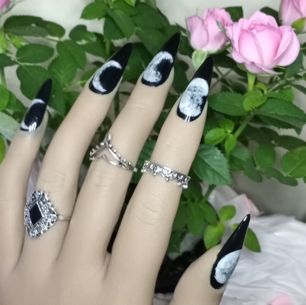 Moon phase witchy gothic wiccan luxury Press On Nails
